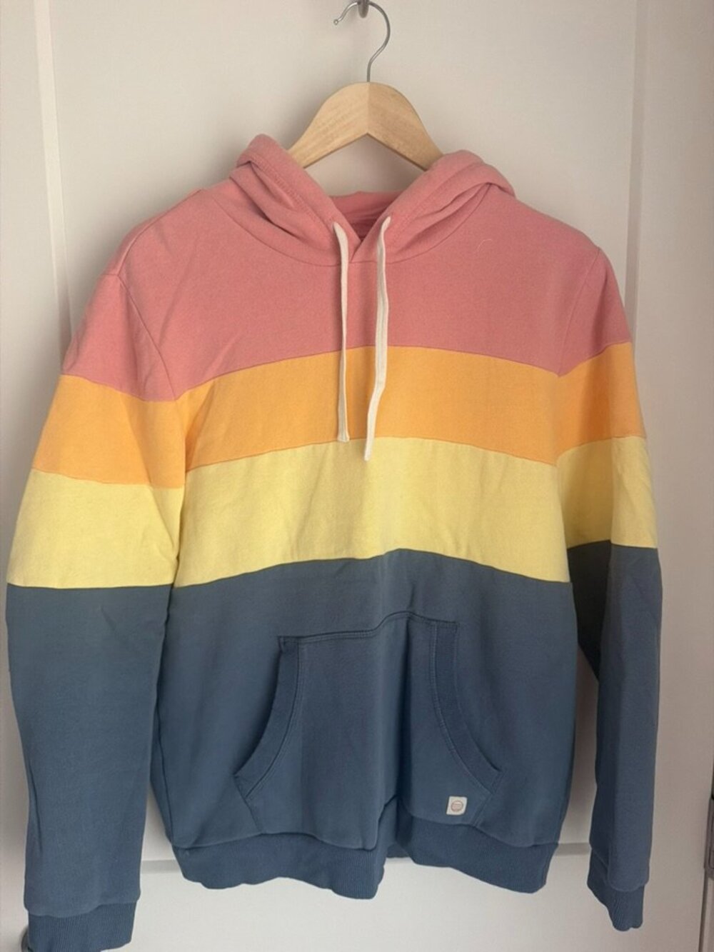 Marine Layer Colorblock Pullover Hoodie Men's M Pink Orange Yellow Navy